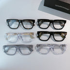 Assorted square eyeglasses set with black, tortoise, and clear frames, clear lenses