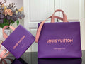 Louis Vuitton shopping bag set in purple with matching small pouch and top handles