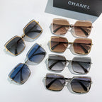 Assorted square sunglasses with blue, brown, and dark tinted lenses
