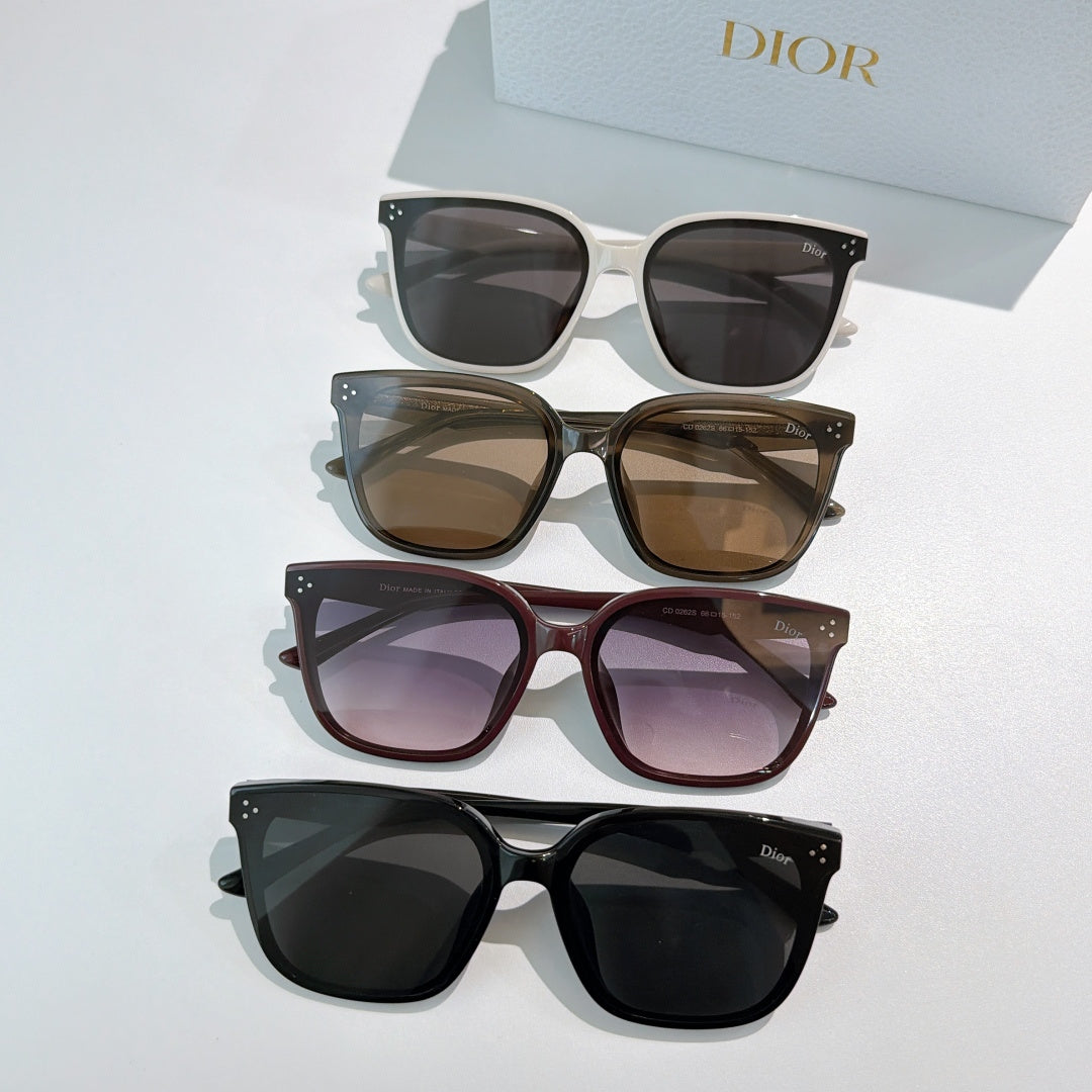 Assorted sunglasses set with white, tan, burgundy, and black frames