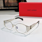 Celine eyeglasses with clear lenses and transparent frame, silver-tone metal temples.
