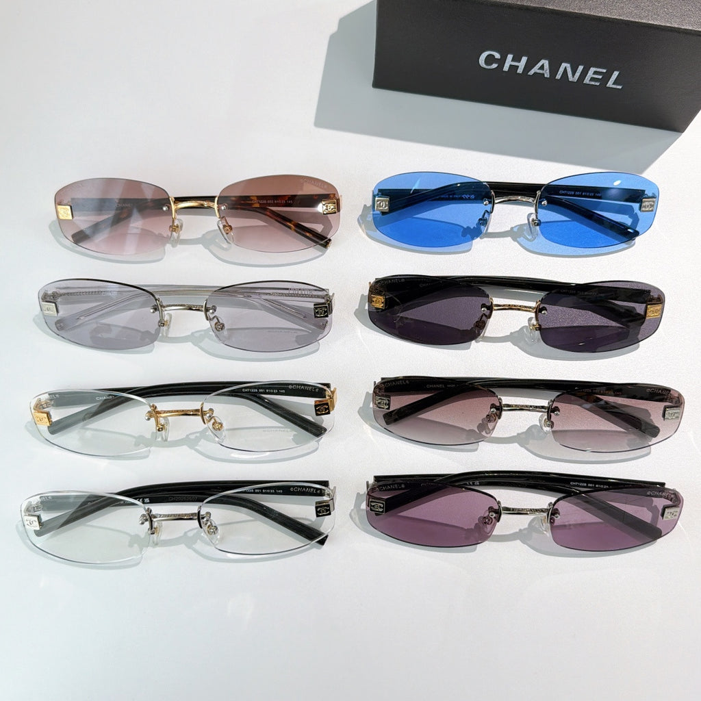 Assorted Chanel glasses set with clear, blue, black and pink frames