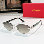 Cartier aviator sunglasses with silver-tone frame and light gray-tan tinted lenses