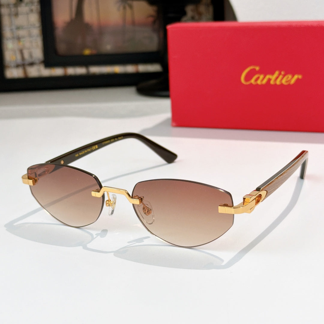 Cartier aviator sunglasses with gold-tone frame and brown gradient lenses