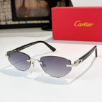 Cartier aviator sunglasses with silver-tone frame and gray-violet tinted lenses