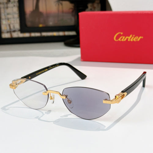 Cartier aviator sunglasses with gold-tone frame and purple-blue tinted lenses