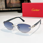 Cartier aviator sunglasses with silver-tone frame and blue tinted lenses