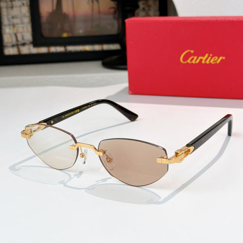 Cartier aviator sunglasses with gold-tone frame and clear-tan gradient lenses
