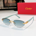 Cartier aviator sunglasses with gold-tone frame and light blue tinted lenses