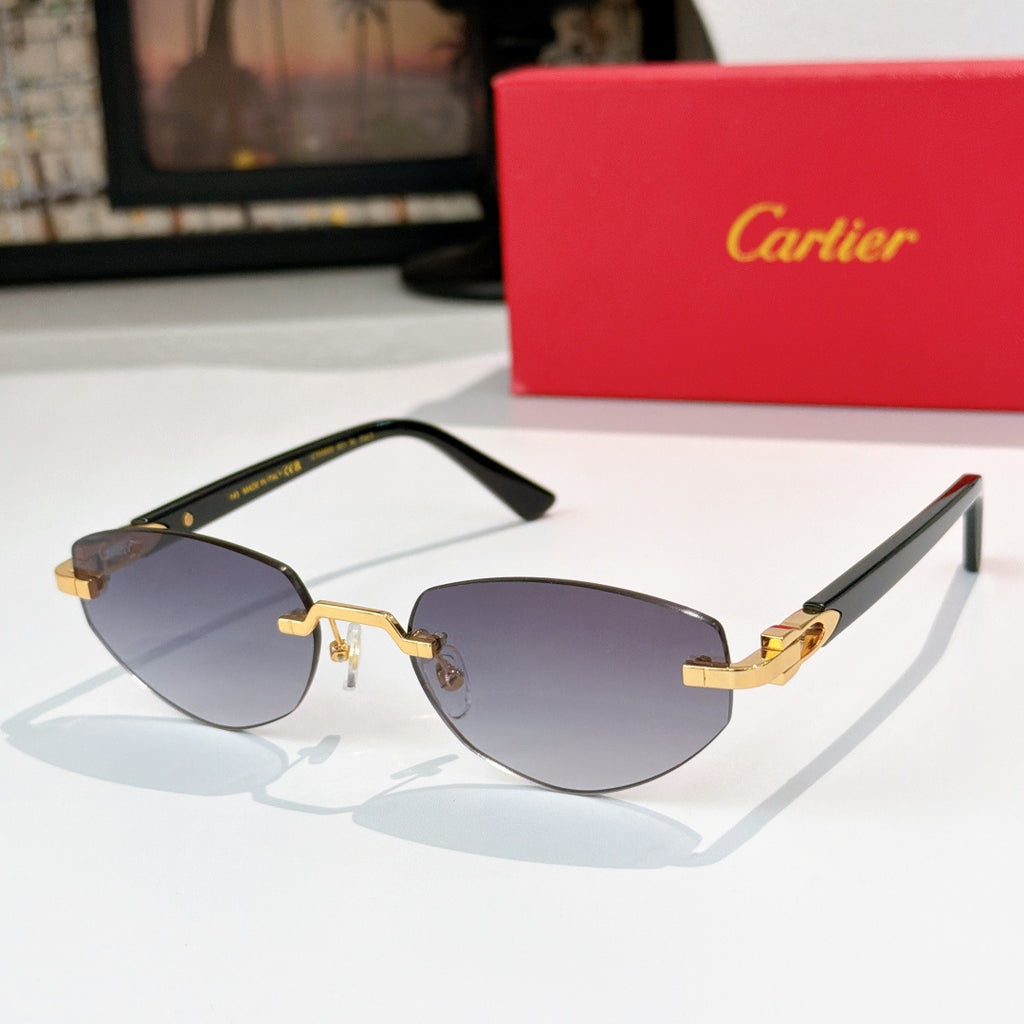 Cartier aviator sunglasses with gold-tone frame and muted purple tinted lenses