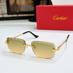 Cartier glasses with gold frames and warm yellow gradient lenses, metal temples