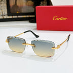 Cartier glasses with gold frames and pale yellow gradient lenses, metal temples