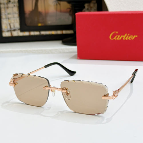 Cartier glasses with gold frames and light tan gradient lenses, metal temples