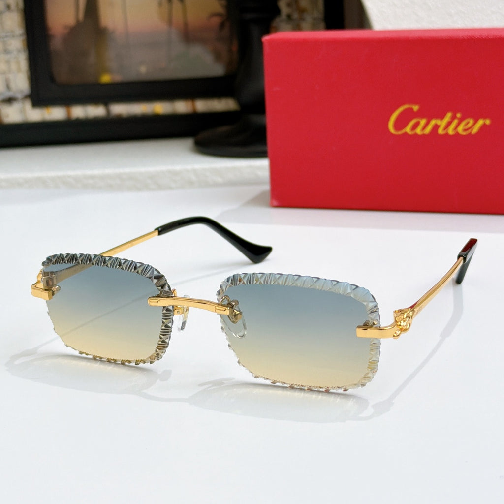 Gold metal sunglasses with light gradient lenses and black temples