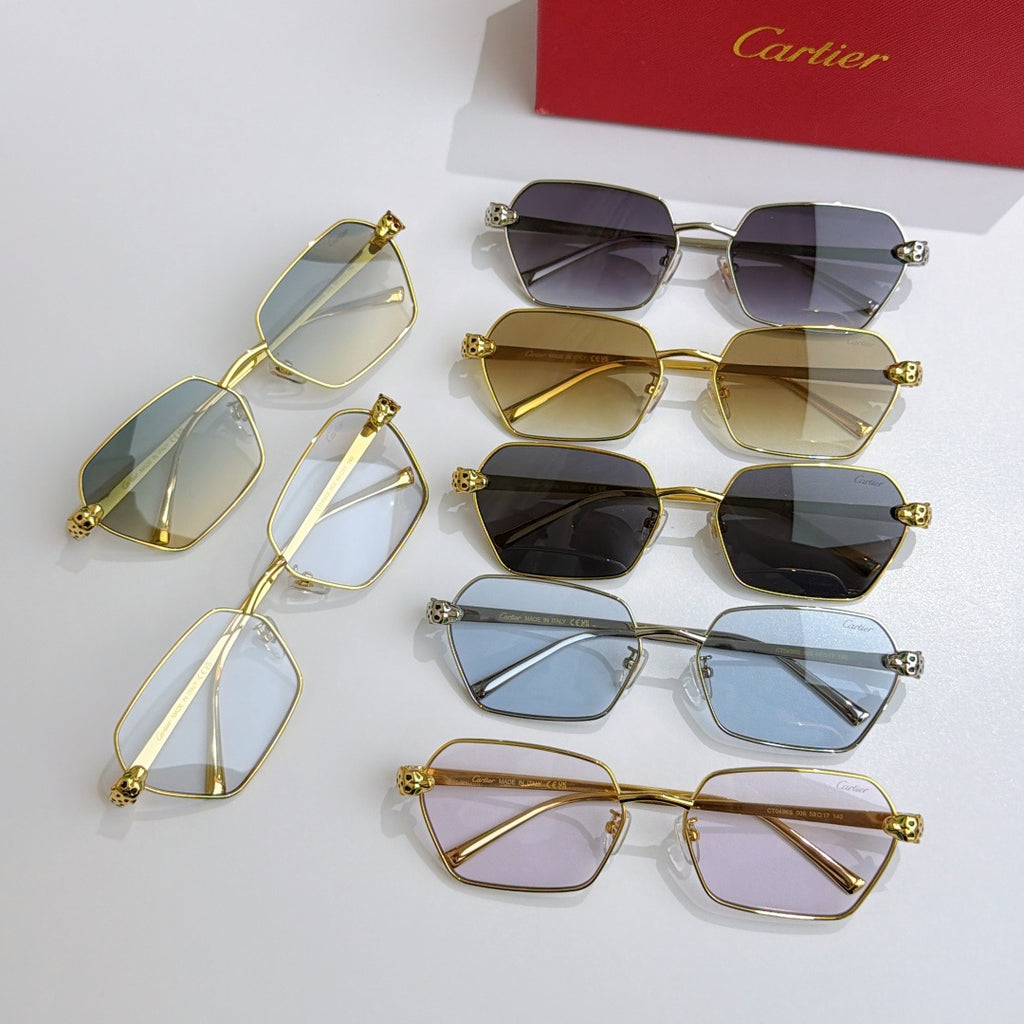 Cartier glasses assortment: gold and silver frames with clear and dark tinted lenses