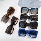 Versace sunglasses set with brown, black, and blue square frames and tinted lenses