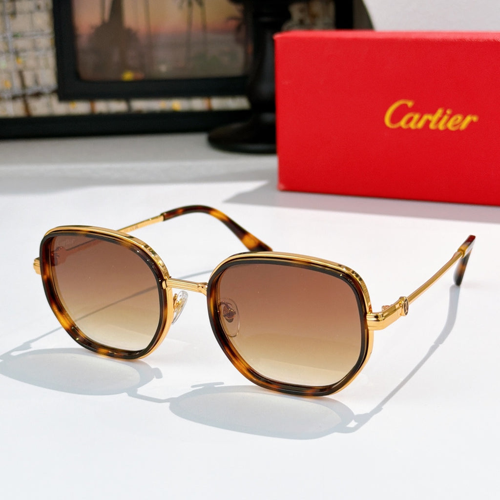 Cartier sunglasses with tortoiseshell frames and warm brown lenses