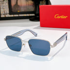 Cartier sunglasses with blue lenses and silver-tone frames