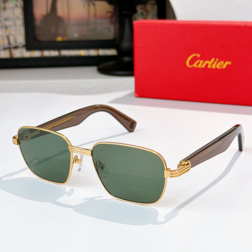 Cartier sunglasses with green lenses and gold-tone frames