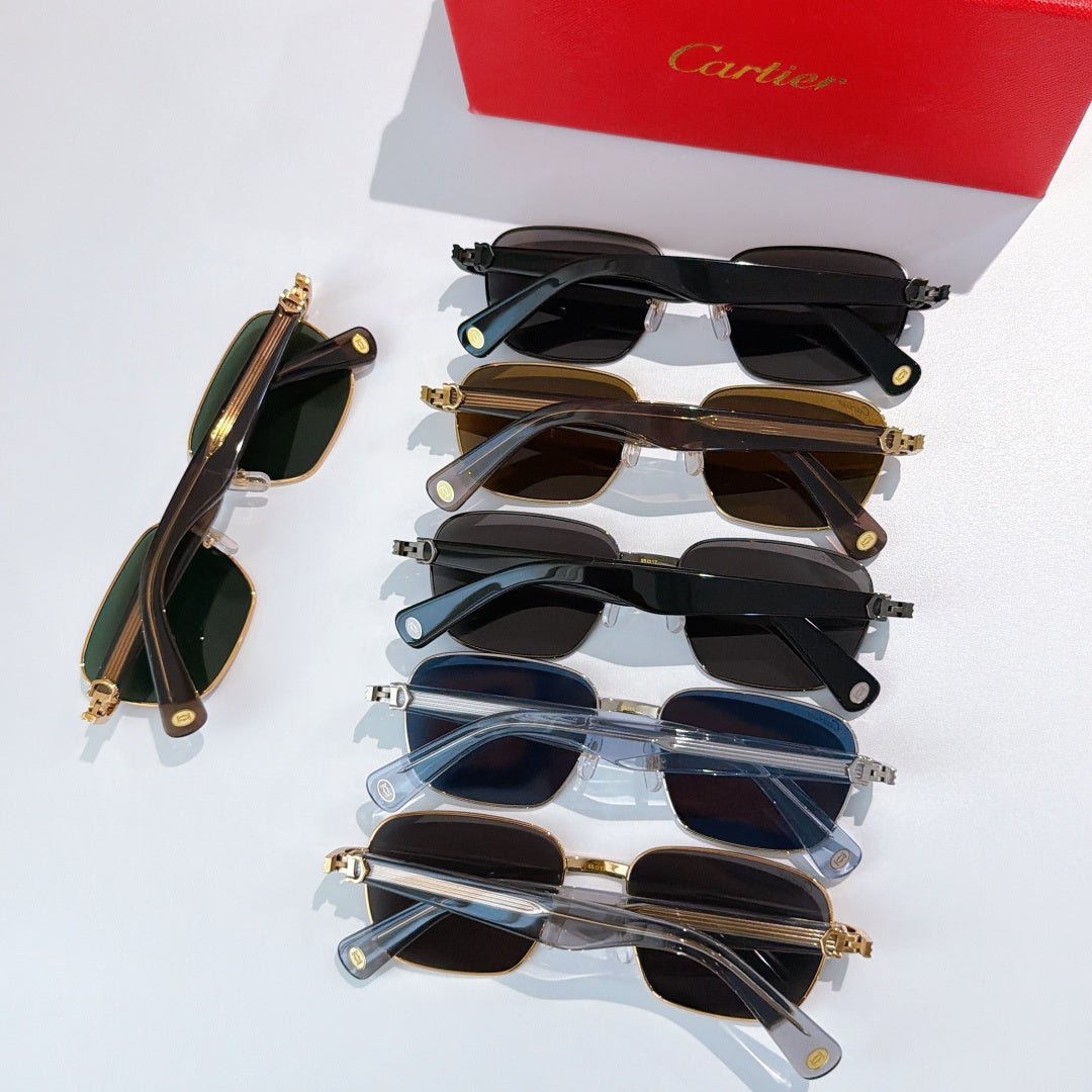 Set of Cartier sunglasses in mixed colors with various lens tints