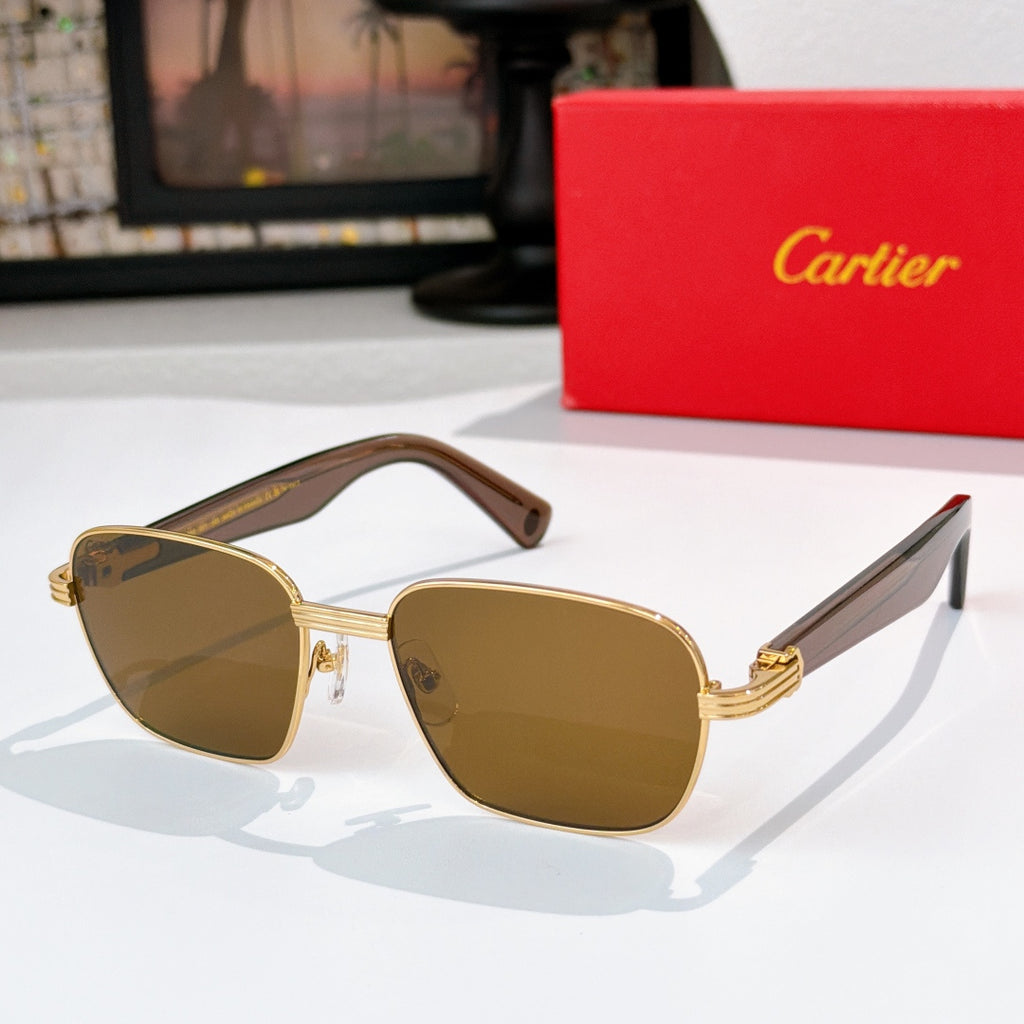 Cartier sunglasses with brown lenses and gold-tone frames