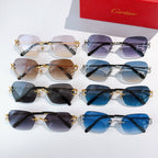 Cartier glasses set with multiple pairs, various tinted lenses, metal frames
