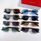 Cartier glasses set with multiple frames and tinted lenses in blue and brown shades