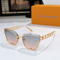 Louis Vuitton square sunglasses with gold frame and light brown lenses