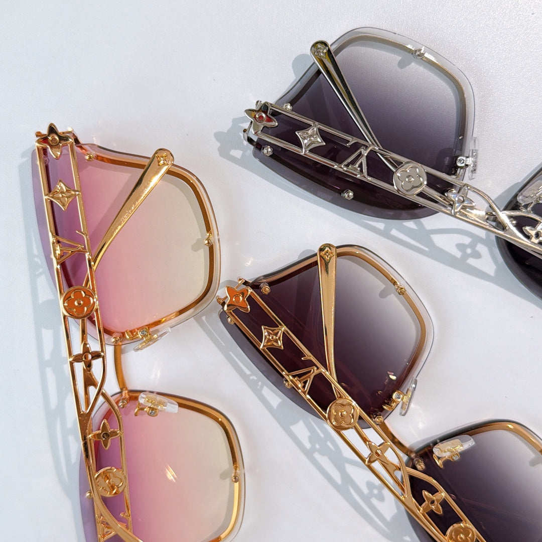 Louis Vuitton sunglasses assortment with gold frames and tinted lenses