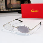 Cartier eyeglasses with silver-tone frame and dark gray lenses