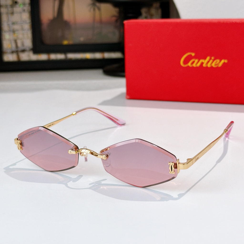Cartier sunglasses with gold-tone frame and pink gradient lenses