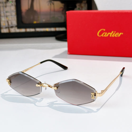Cartier sunglasses with gold-tone frame and gray gradient lenses