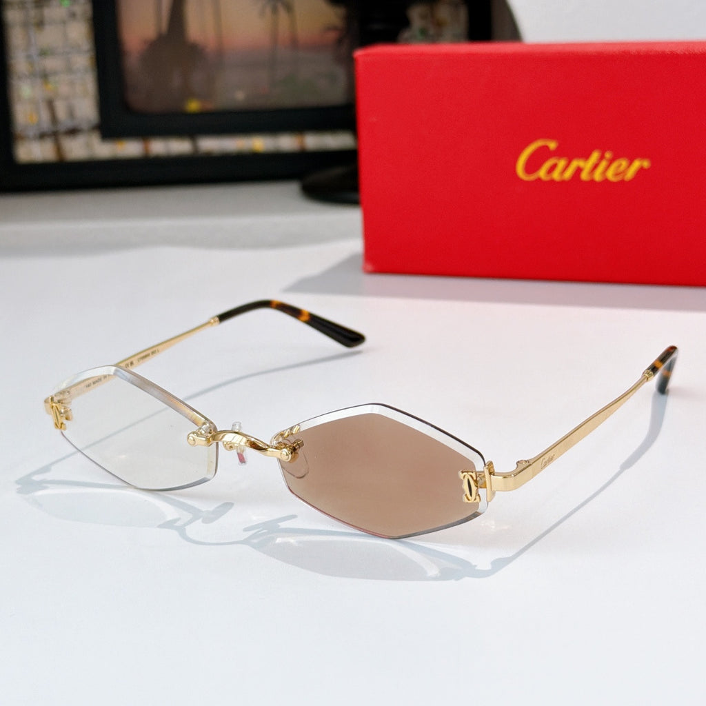 Cartier sunglasses with gold-tone frame and light brown gradient lenses