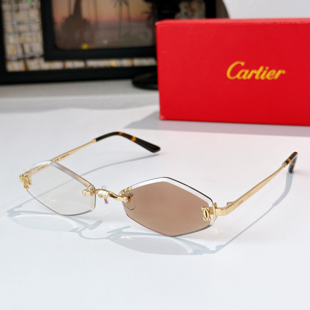 Cartier sunglasses with gold-tone frame and light brown gradient lenses