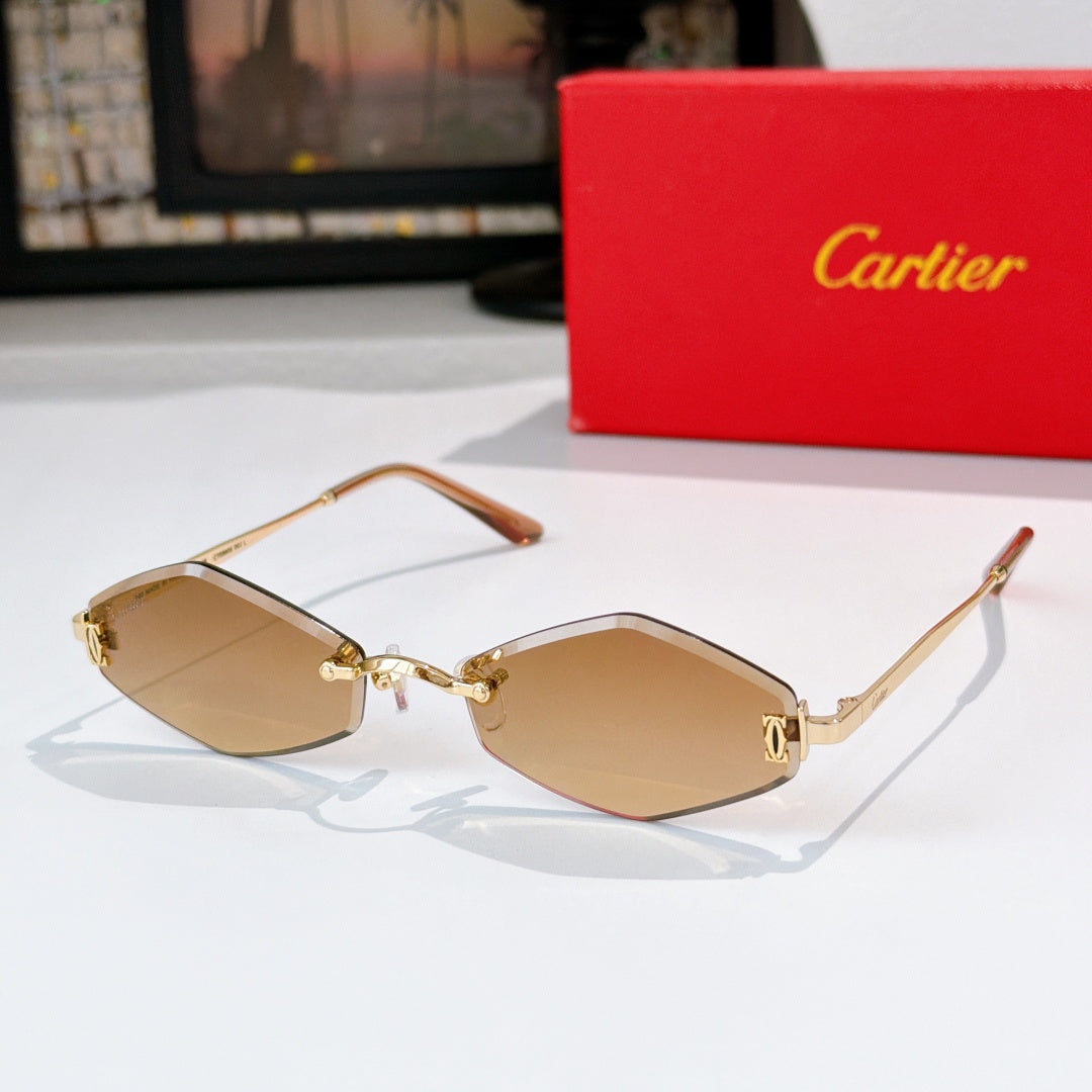 Cartier sunglasses with gold-tone frame and tan gradient lenses