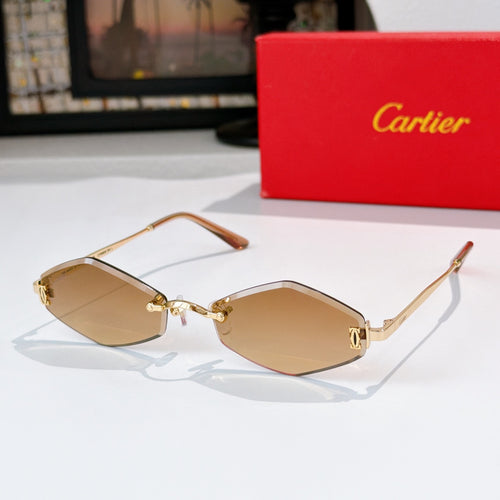 Cartier sunglasses with gold-tone frame and tan gradient lenses