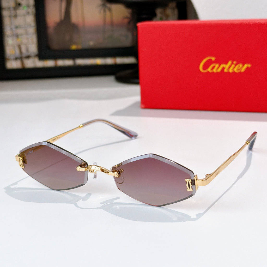 Cartier sunglasses with gold-tone frame and mauve gradient lenses
