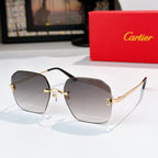 Gold-tone metal glasses with dark gray lenses, hexagonal frames and metal temples