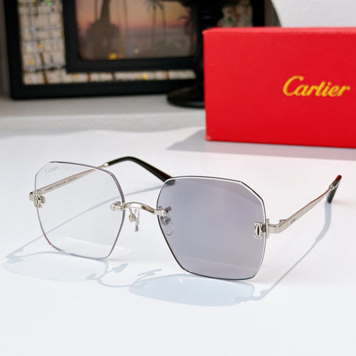 Gold-tone metal glasses with gray lenses, hexagonal frames and metal temples