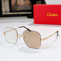 Gold-tone metal glasses with clear lenses, hexagonal frames and metal temples