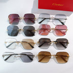 Assorted hexagonal glasses with metal frames and tinted lenses