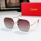Gold-tone metal glasses with deep purple lenses, hexagonal frames and metal temples