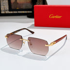 Cartier sunglasses with purple gradient lenses, gold-tone metal frames, square shape
