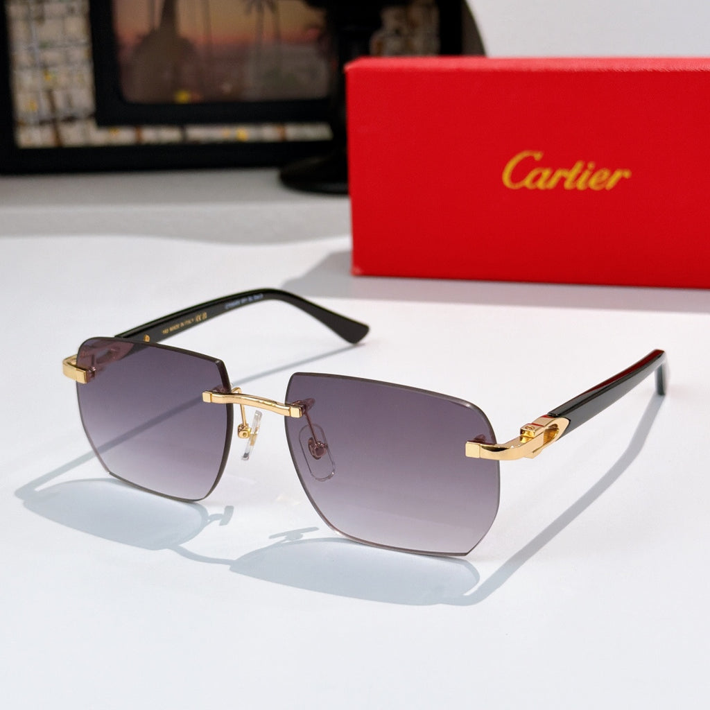 Cartier sunglasses with mauve gradient lenses, gold-tone metal, tortoiseshell temples