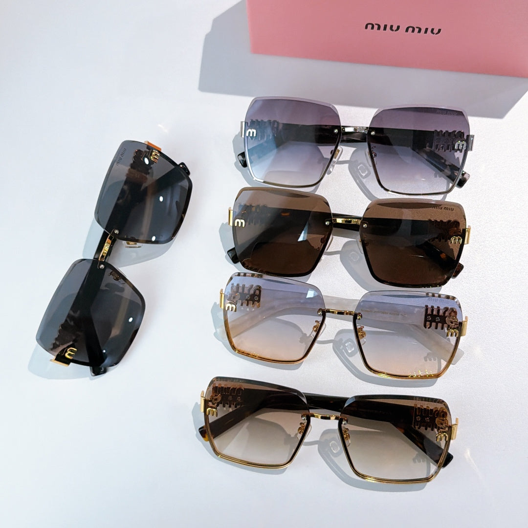 Sunglasses set with mixed lens colors, gold frames, and tortoise temple details