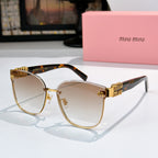 MiuMiu glasses with gold round frames and tortoiseshell arms