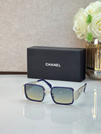 Celine glasses with navy frames and blue-tinted lenses