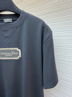 Dior short-sleeve T-shirt with dark blue fabric and Christian Dior label patch