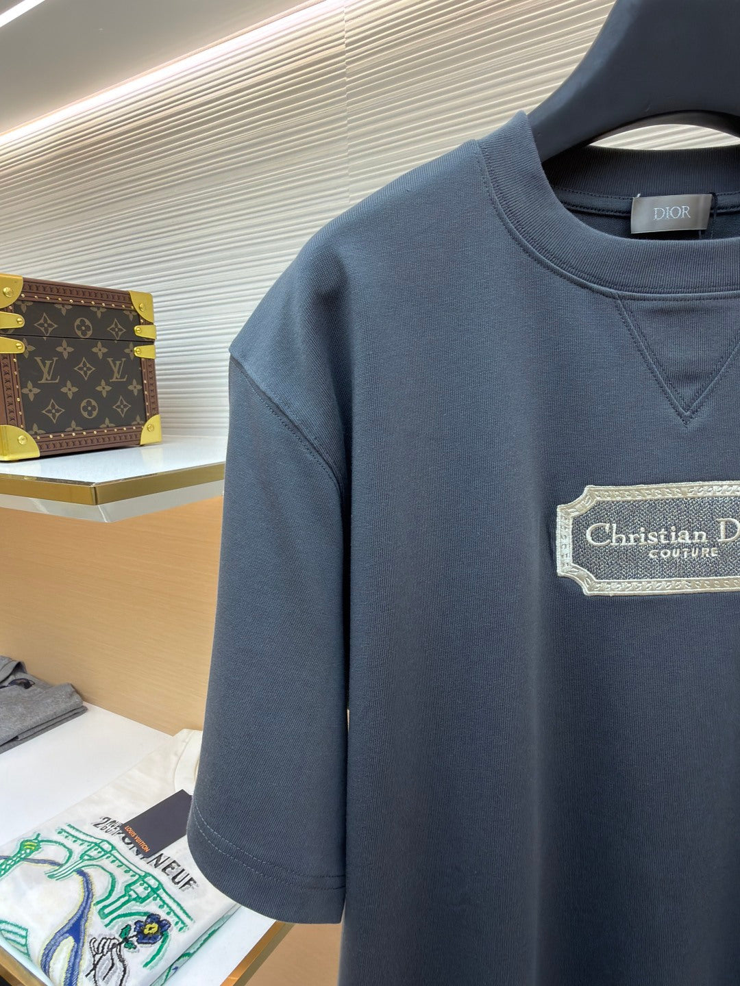Dior crew-neck T-shirt, dark blue, with Christian Dior Couture logo patch