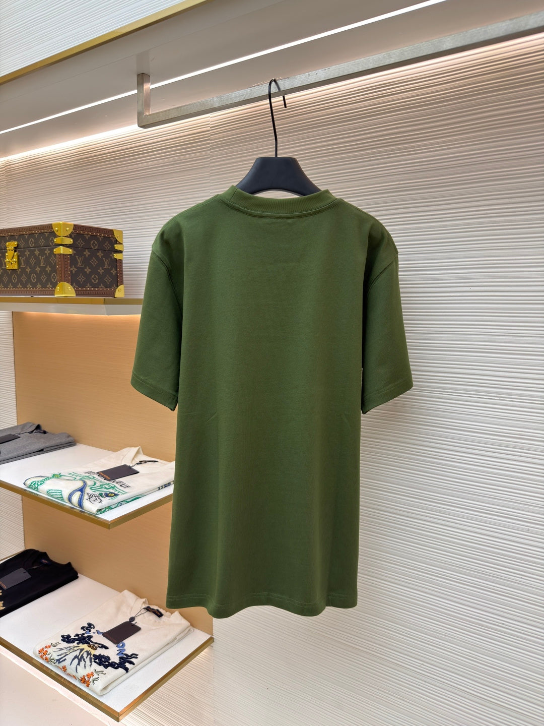 Green short-sleeve T-shirt with crew neck, shown front view